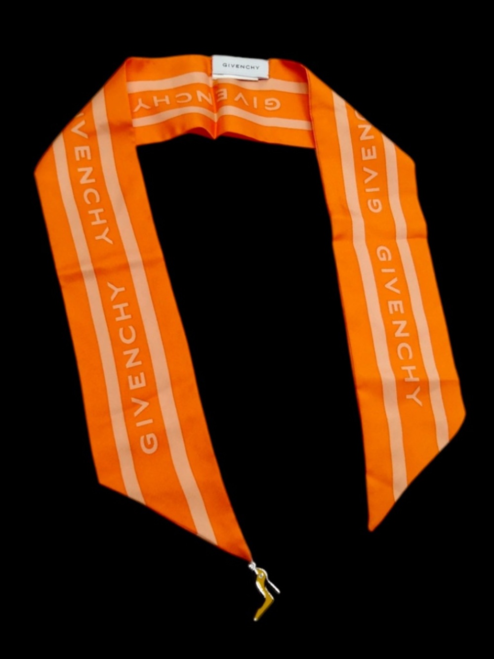 Givenchy Bandeau (twilly scarf) Orange with shoe charm 🧡like new - Picture 2 of 2
